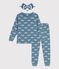 Children's cotton bird-themed pyjamas with a mask ROVER blue/MARSHMALLOW white