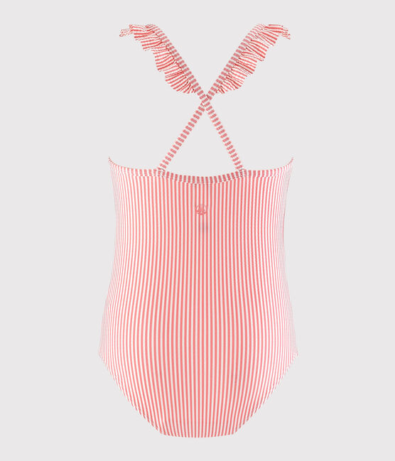 Girls' One-Piece Recycled Swimsuit GRETEL pink/MARSHMALLOW white