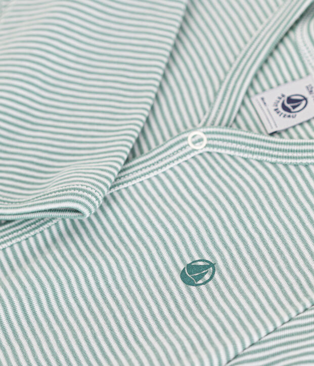 Babies' Stripy Cotton Pyjamas green/white