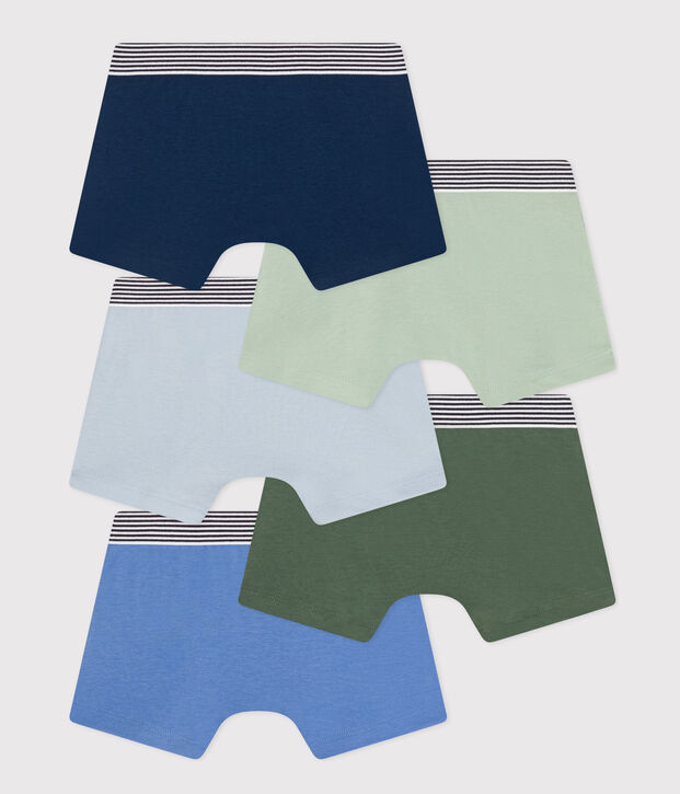 Children's Plain Cotton Boxers - 5-Pack multicolor