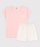 Girls' Pink Organic Cotton Short Pyjamas MINOIS pink/MULTICO white