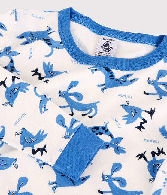 Boys' Animal Motif Snugfit Cotton Pyjamas MARSHMALLOW white/MULTICO white