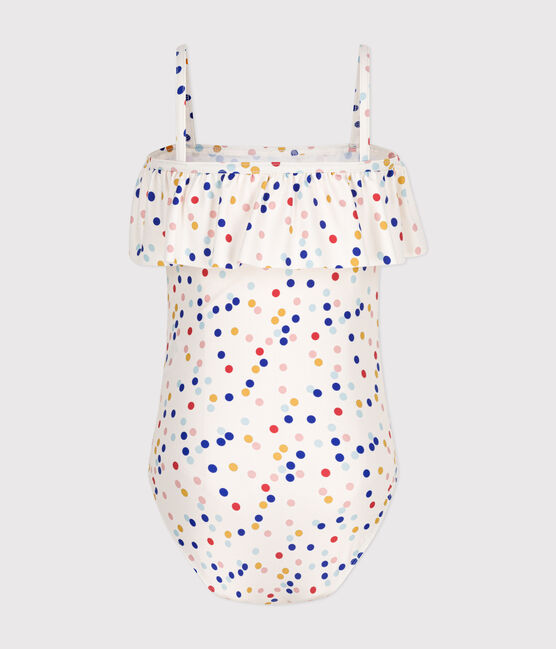 Girls' One-Piece Print Swimsuit MARSHMALLOW white/MULTICO white