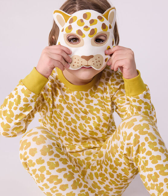 Children's leopard print cotton fancy dress pyjamas MARSHMALLOW white/MULTICO white