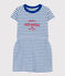 Girls' Striped Slub Jersey Dress MARSHMALLOW white/PERSE blue