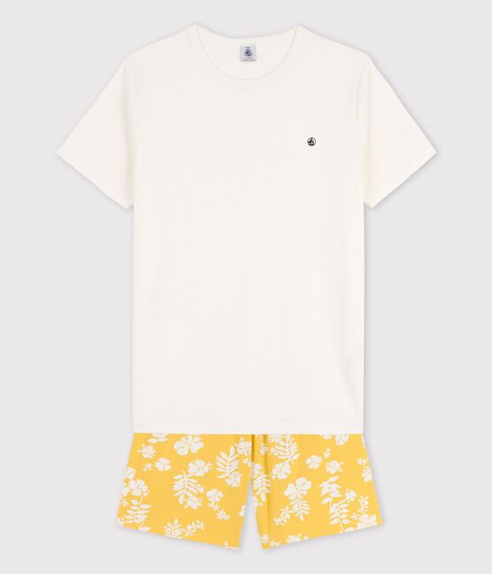Boys' Cotton Short Pyjamas MARSHMALLOW white/ORGE
