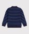 Children's stripy cotton polo neck sweatshirt blue/green/blue