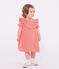 Babies' dress in broderie anglaise with short sleeves and a hearts motif pink