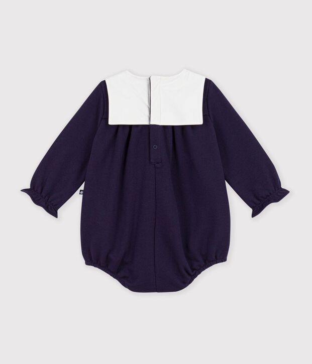 Babies' short plain cotton playsuit with a collar SOIR