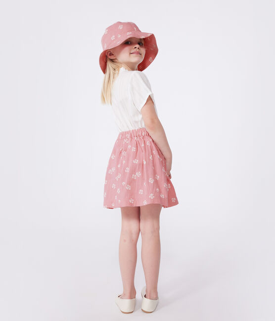 Children's floral cotton skirt CHARME pink/MARSHMALLOW white