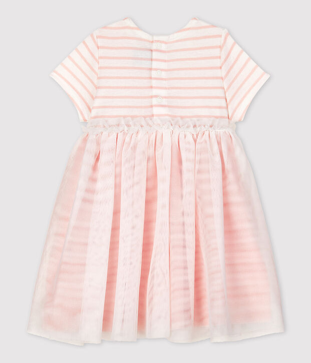 Baby Girls' Short-Sleeved Dual-Tone Dress white/pink
