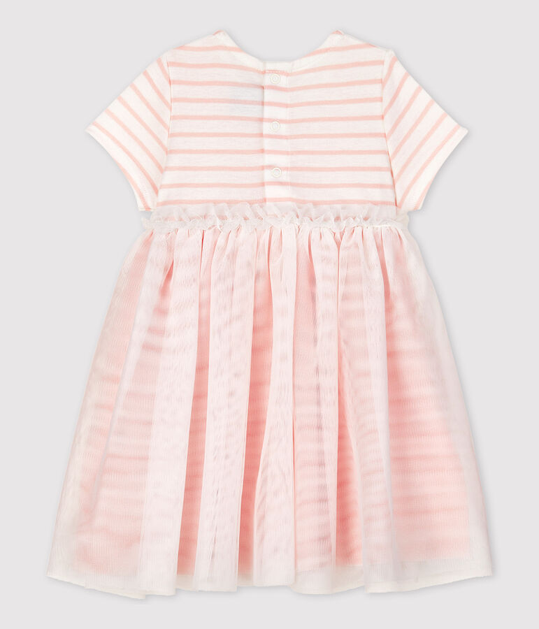 Baby Girls' Short-Sleeved Dual-Tone Dress white/pink