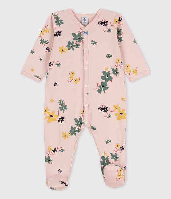 Babies' Floral Tube Knit Sleepsuit SALINE pink/MULTICO white