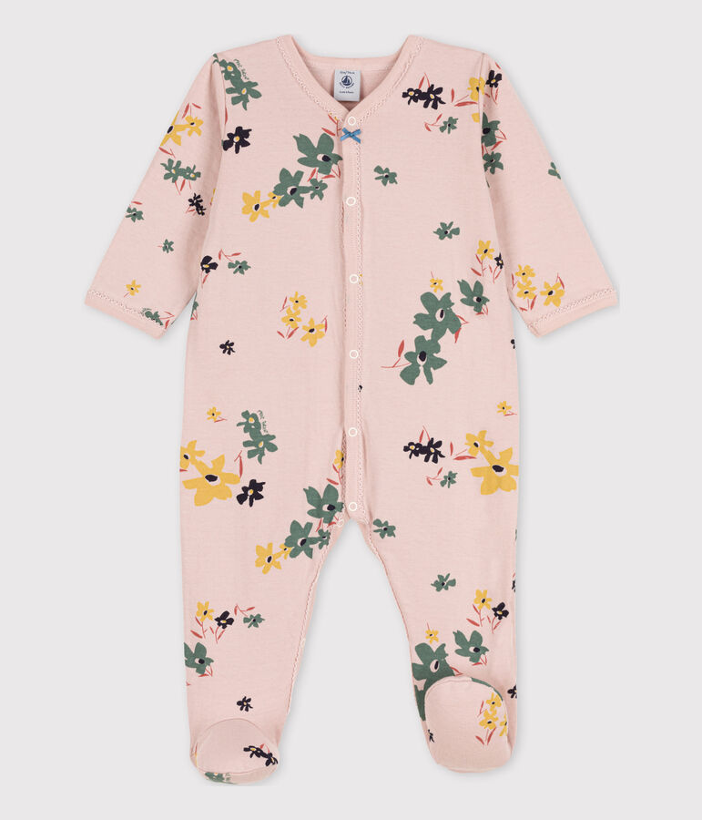 Babies' Floral Tube Knit Sleepsuit pink/multicolor