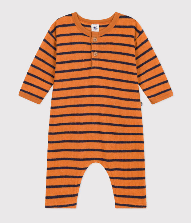 Babies' Terry Jumpsuit brown/blue