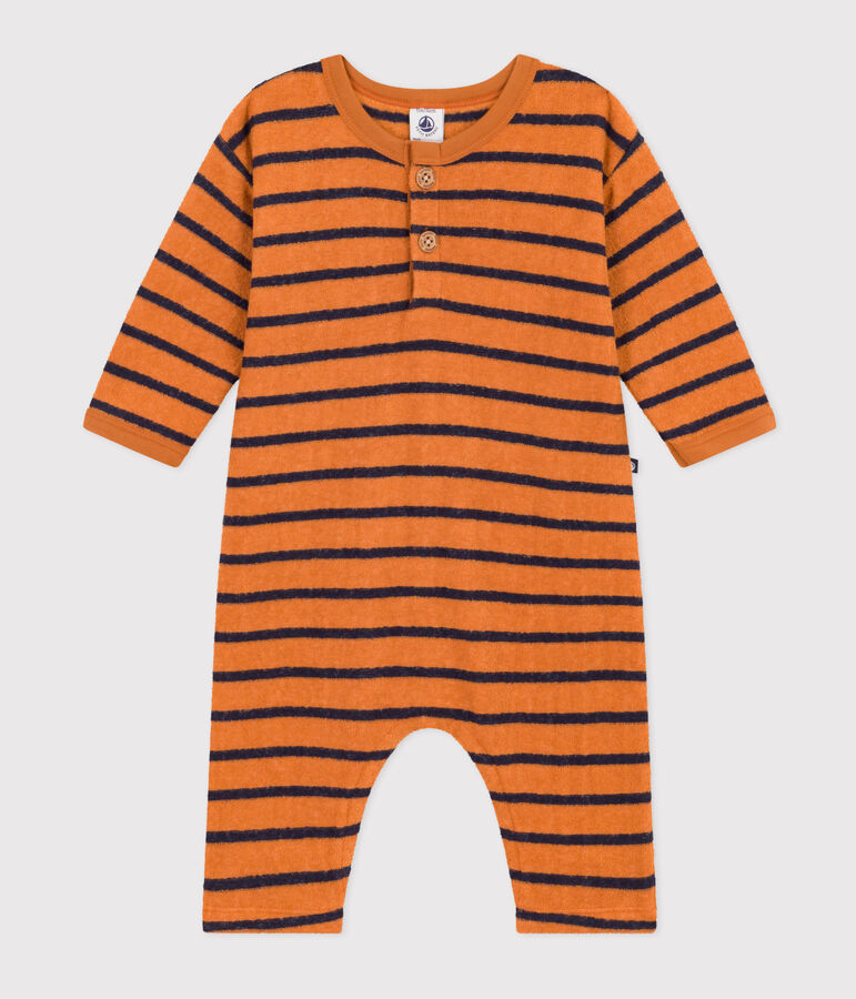 Babies' Terry Jumpsuit brown/blue