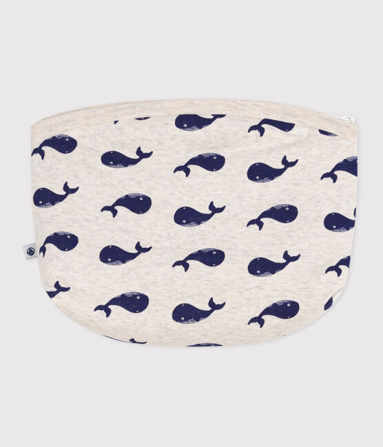 Babies' whale pattern cotton bag MONTELIMAR beige/MEDIEVAL blue