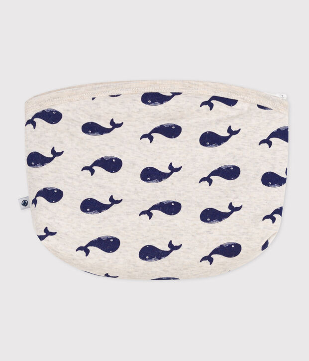 Babies' whale pattern cotton bag beige/blue