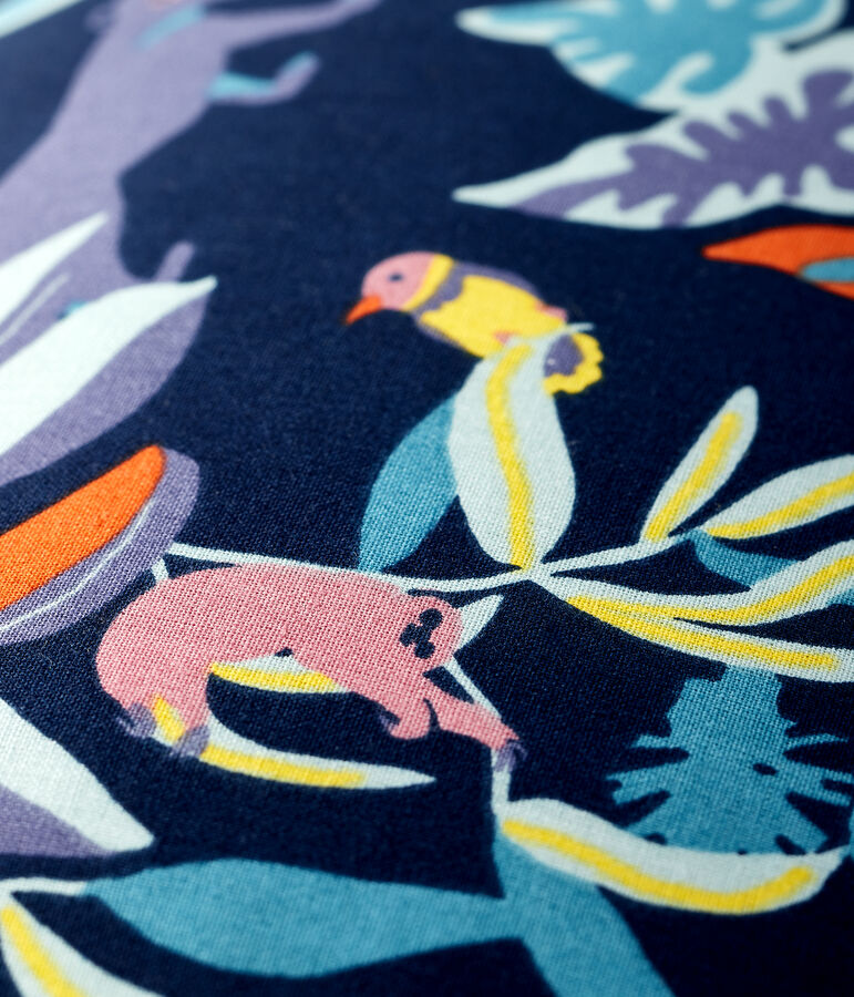 Jungle Print Poplin Cushion blue/multicolor