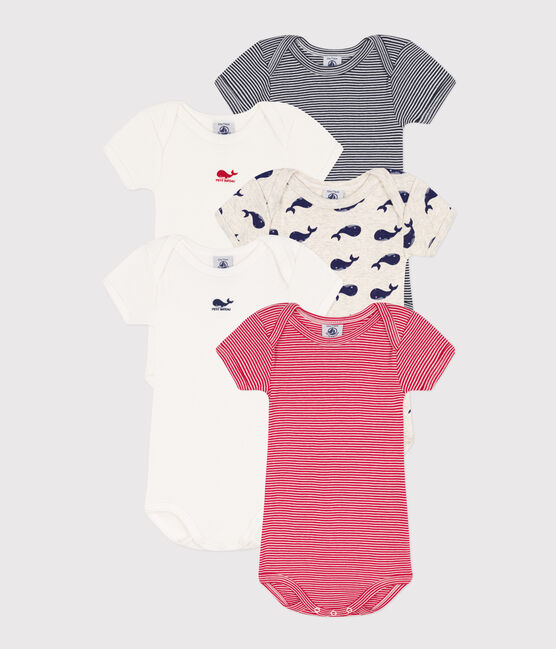 Short-Sleeved Whale Themed Cotton Bodysuits - 5-Pack variante 1
