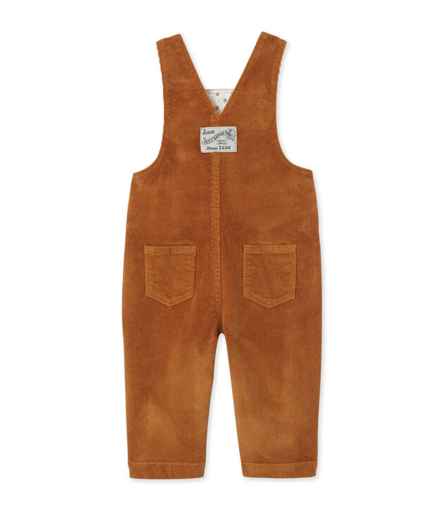 Baby boy's stretch velours overalls brown