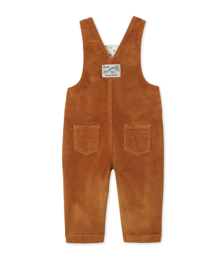 Baby boy's stretch velours overalls brown