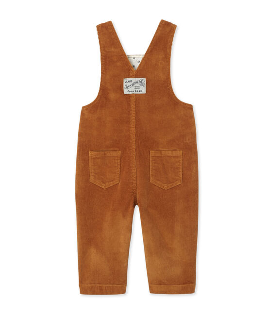 Baby boy's stretch velours overalls CUIVRE brown