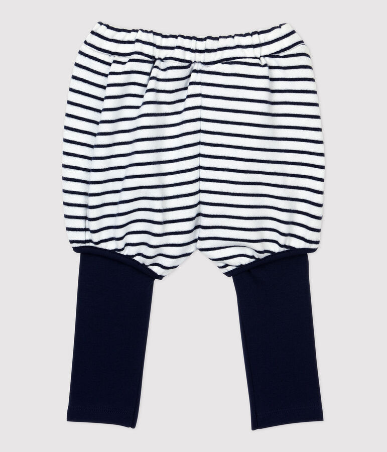 Babies' Cotton Shorts MARSHMALLOW white/SMOKING blue