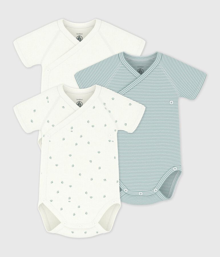 Pack of babies' short-sleeved printed cotton wrapover bodies variante 1