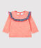 Babies' Wool/Cotton Blouse OURSIN orange/MARSHMALLOW white