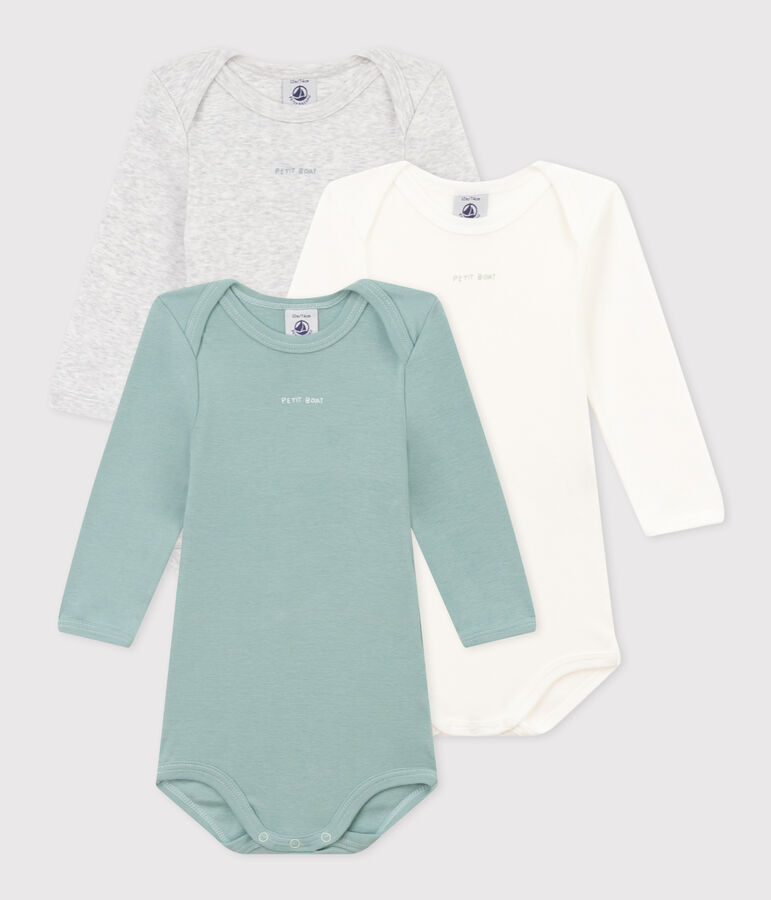 Babies' Long-Sleeved Cotton Bodysuits - 3-Pack multicolor