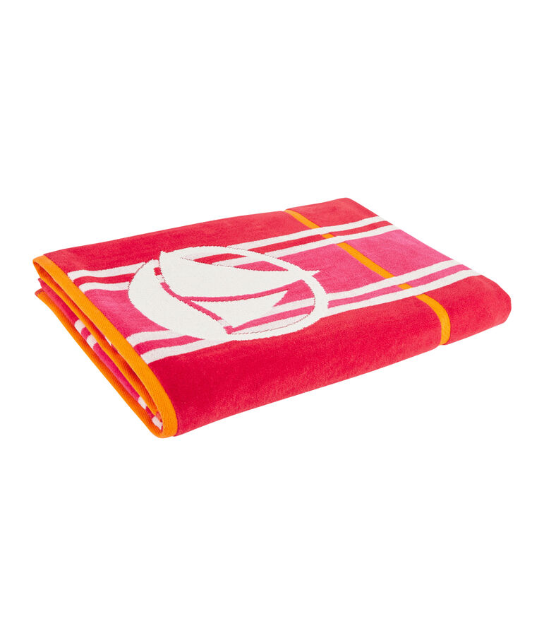 Beach towel GEISHA pink/MULTICO white