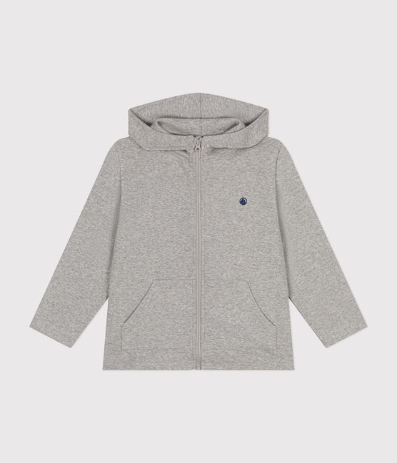 Boys' Cotton Rib Zip-Up Hoodie CHATON CHINE grey