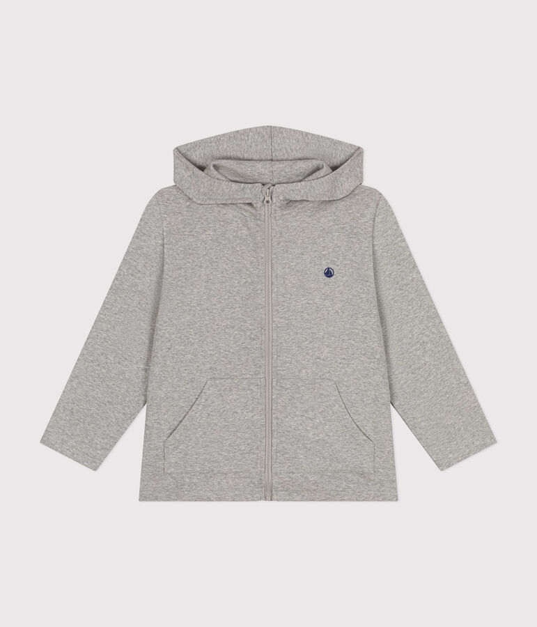 Boys' Cotton Rib Zip-Up Hoodie CHATON CHINE grey