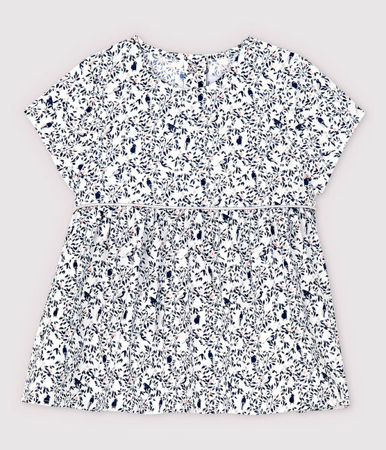 Baby Girls' Short-Sleeved Poplin Blouse MARSHMALLOW white/MULTICO white