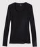 Women's Fine Rib Knit T-Shirt NOIR black