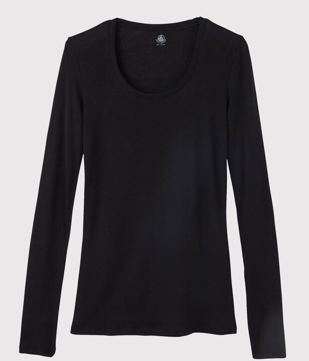 Women's Fine Rib Knit T-Shirt black