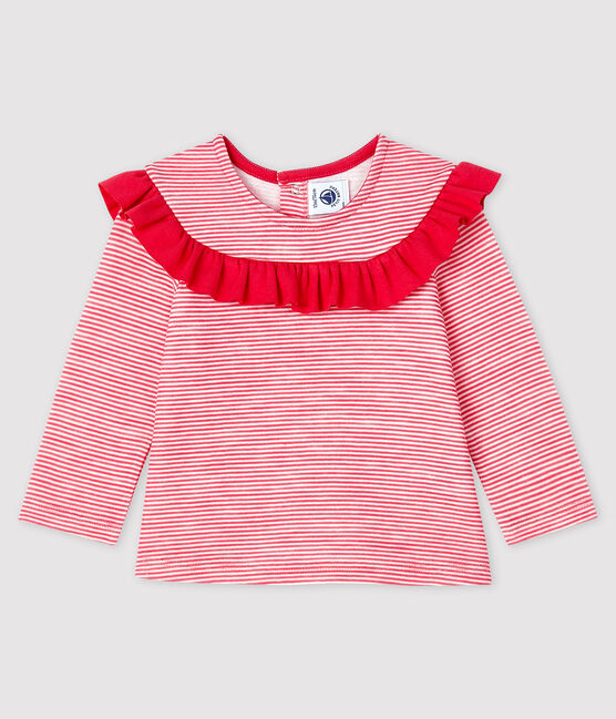 Baby girl's long-sleeved blouse POPPY pink/MARSHMALLOW white