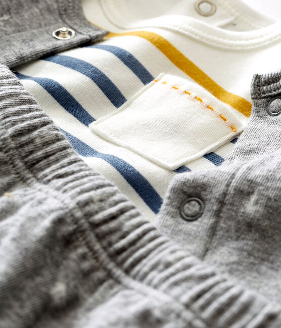 Baby boy's 3 piece jacquard tubic set SUBWAY grey/MULTICO white