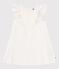 Children's short-sleeved cotton dress MARSHMALLOW white/ARGENT grey