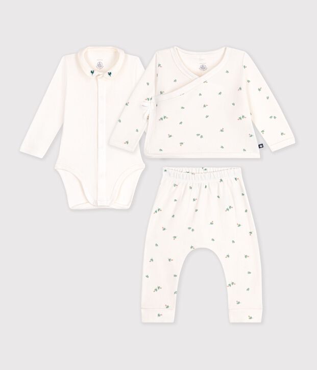 Babies' floral-print cotton set in a gift box Ecru/multicolor