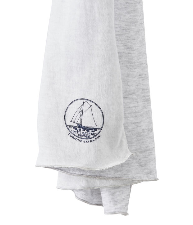 Women's scarf in an extra-fine tube knit grey/white