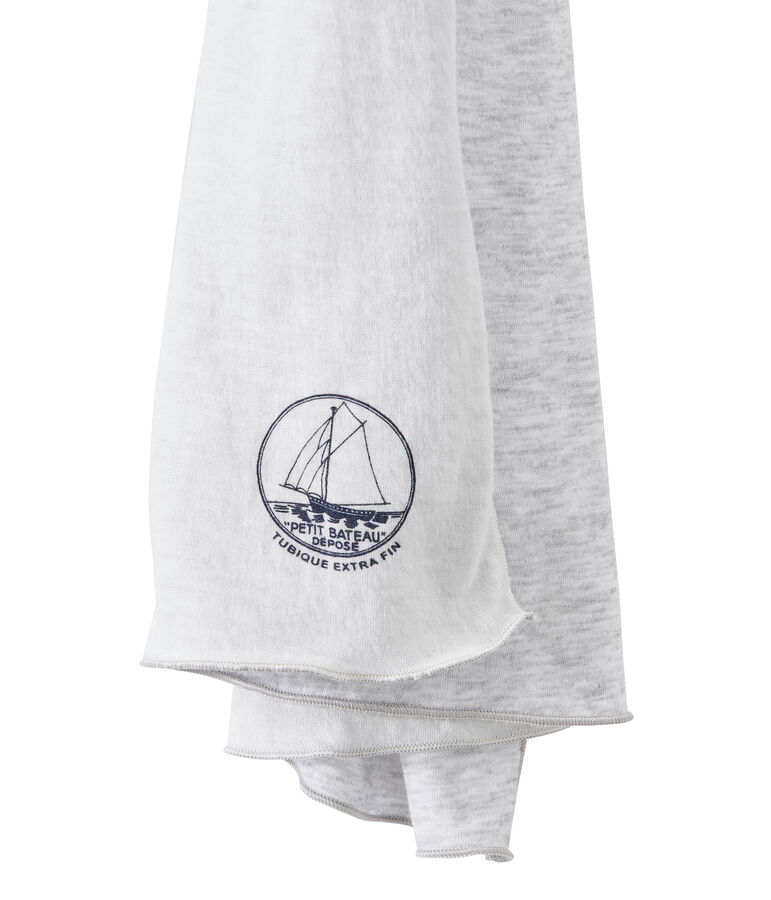 Women's scarf in an extra-fine tube knit grey/white