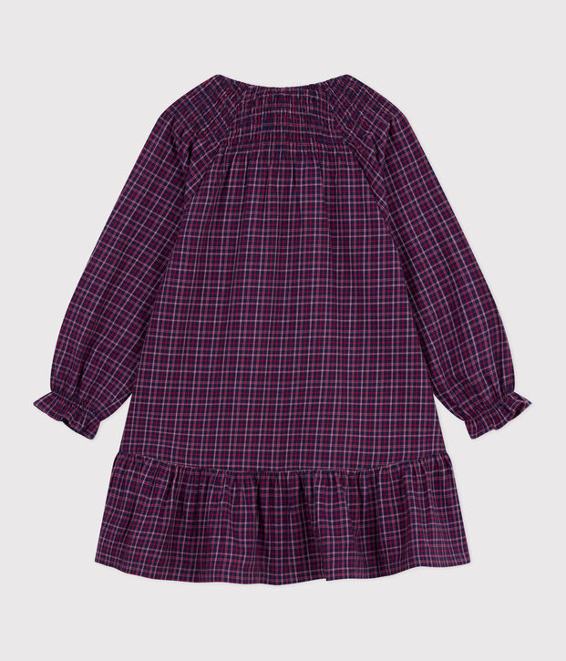 Children's long-sleeved checked flannel dress blue/multicolor