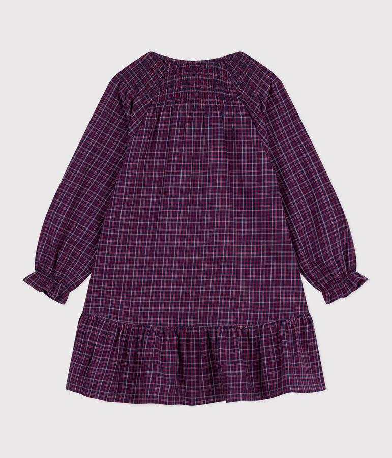 Children's long-sleeved checked flannel dress blue/multicolor