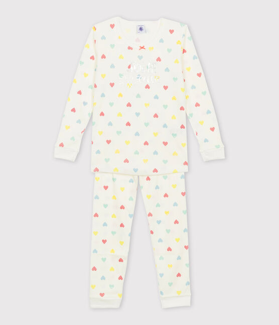 Girls' Snugfit Pyjamas MARSHMALLOW white/MULTICO white