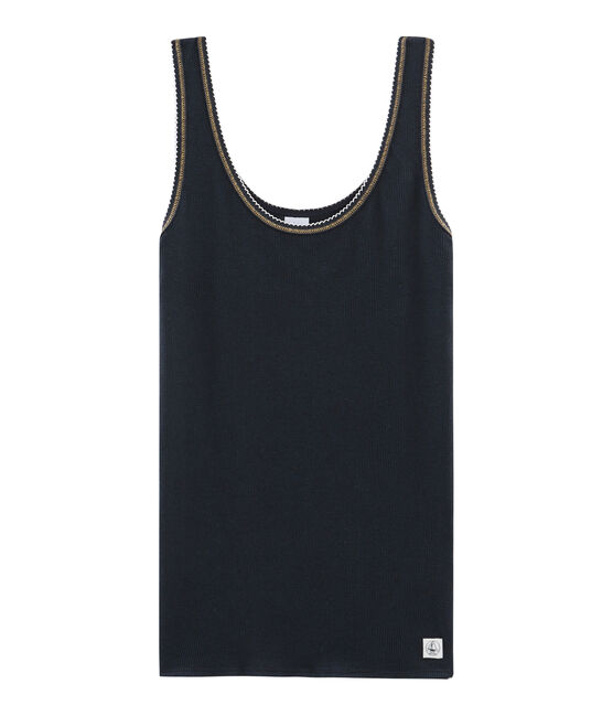 Women's Sleeveless Top in 2x2 Rib Knit SMOKING blue