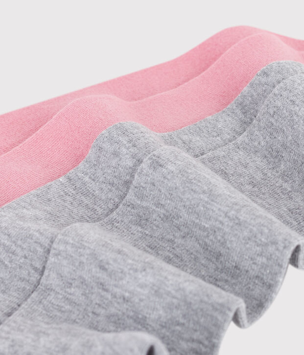 Children's cotton jersey tights - 2-pack pink/grey