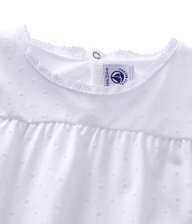 Pyjama fille &agrave; pois white