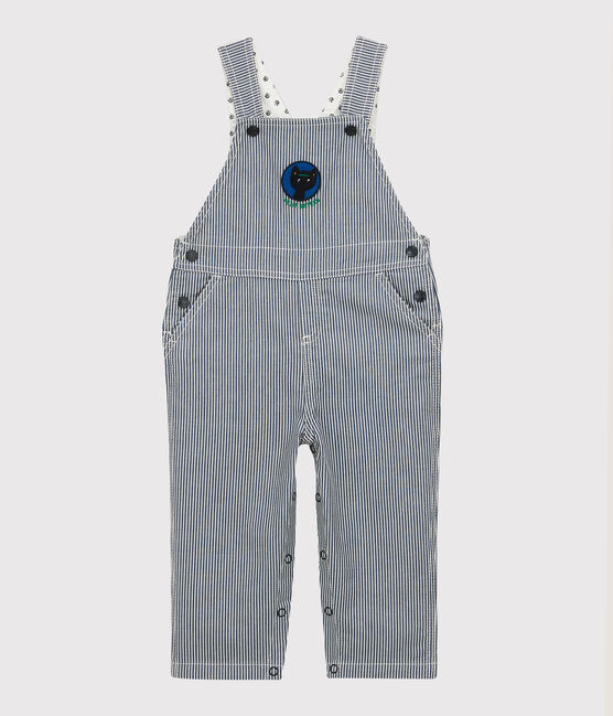 Babies' Canvas Dungarees SMOKING blue/MARSHMALLOW white